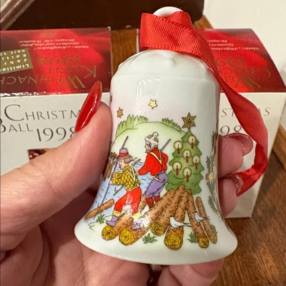 Hutschenreuther 1998 limited edition Holiday Bell / Ball porcelain Ornament Set